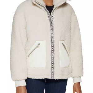 Levi's Cream Teddy Jacket with Patterned Trim
